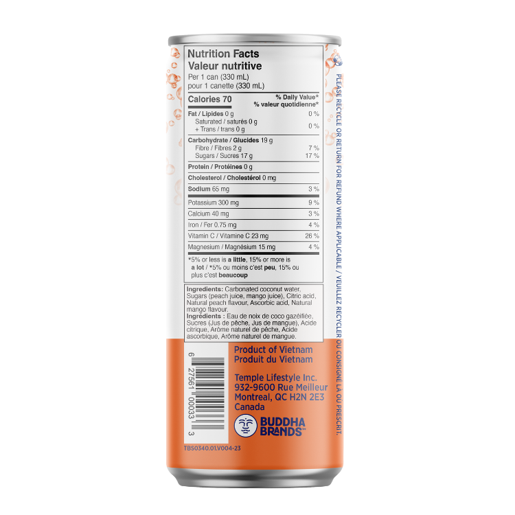 Sparkling Coconut Water with Peach Mango