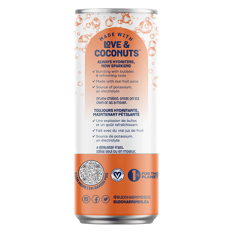 Hungry Buddha Keto Bars - Sparkling Coconut Water with Peach Mango - Buddha Brands CA