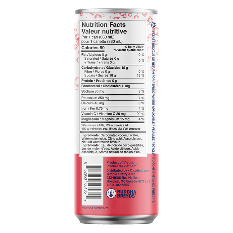 Hungry Buddha Keto Bars - Sparkling Coconut Water with Watermelon - Buddha Brands CA